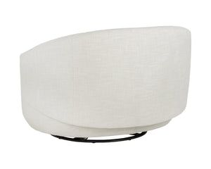 Sunpan Walsh Swivel Lounge Chair - Contemporary Curves in Effie Linen & Smoke with Stylish Black Base