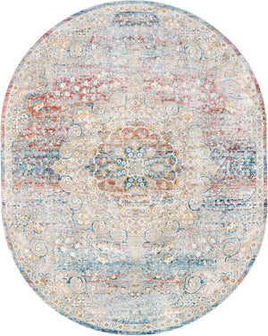 Unique Loom Newport Elms Machine Made Medallion Rug Multi, Blue/Gray/Ivory/Light Blue/Light Brown/Rust Red/Terracotta 7' 10" x 10' 2"
