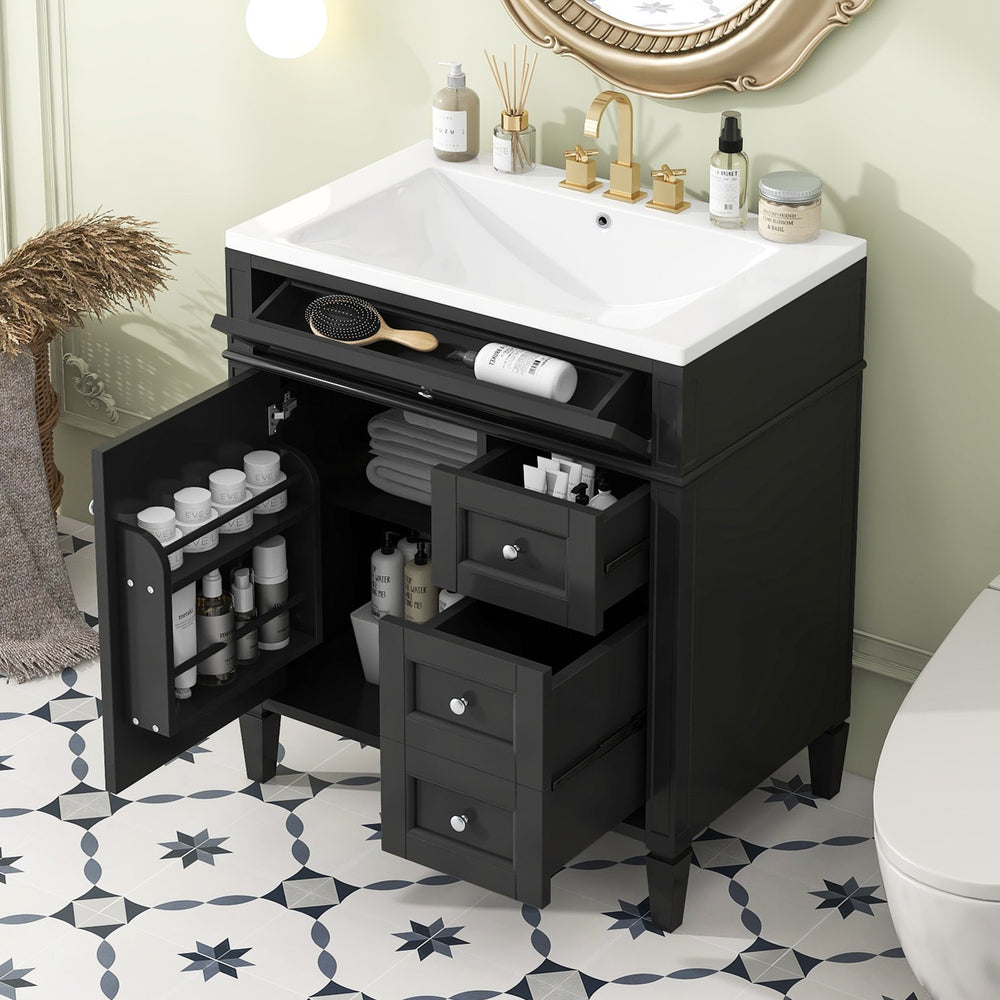 English Elm 30'' Modern Bathroom Vanity With Sink, Stylish Storage Cabinet & Tip-Out Drawer For Organized Elegance SW000122AAB-2