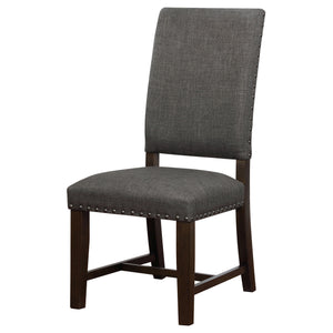 English Elm 2pc Parsons Dining Chairs Set Upholstered Armless Side Chairs with Nailhead Trim and Smoke Legs Warm Grey 44.1 L x 20.48 W x 18.71 H B011P311401