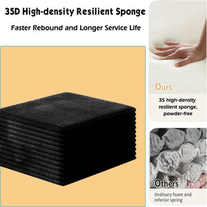 English Elm Cloud Corduroy Couch Modular Floor Sofa L‑Shaped Boneless Memory Foam Plush Cushions, No Assembly Needed W3434S00017