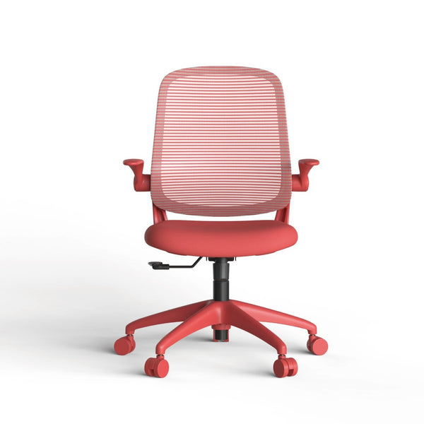 English Elm Ergonomic Mesh Back Task Chair with Flip Armrests High Density Foam Seat 500lb Capacity Red W5280P464459