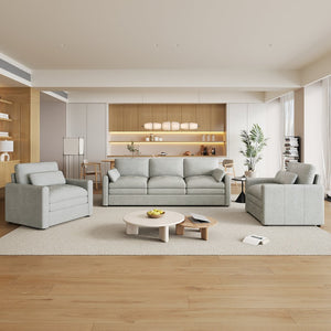 English Elm Cozy Oversized Chenille Sofa Set - Plush Double Cushion Comfort For Living Room & Family Spaces N719S001921R