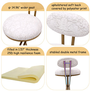 English Elm Bar Stools S-Shape Floral Upholstered Counter Height Set of 2 with Padded Backrest and Footrest, Modern Golden Frame, Durable Polyester, Easy Assembly, 220lb Capacity Gold & White Print W1757P269012