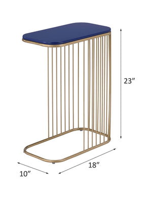 English Elm Aviena Blue & Gold Metal Accent Table with 15mm Composite Wood Top, Display & Utility, No Assembly Required B2726P243244