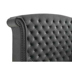 English Elm Chantel Grey Upholstered Wingback Eastern King Bed - Elegant Design, Timeless Style, Modern Comfort B062S00655