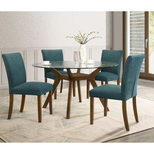 English Elm Flynn Round Tempered Glass and Rubberwood Dining Table Seats Four with Lower Shelf B062S01764