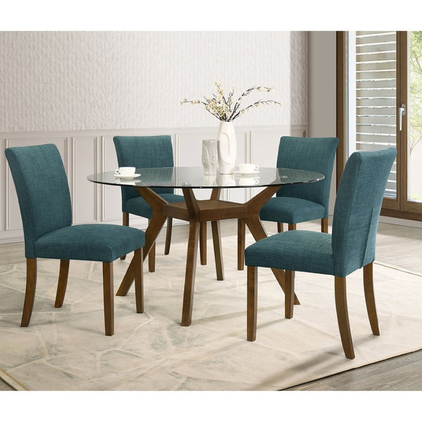 English Elm Flynn Round Tempered Glass and Rubberwood Dining Table Seats Four with Lower Shelf B062S01764