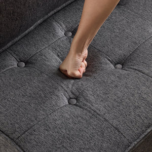 English Elm The dark gray modular linen sofa with solid wood frame — customizable, durable, Nordic style, perfect for small spaces W3612P395723