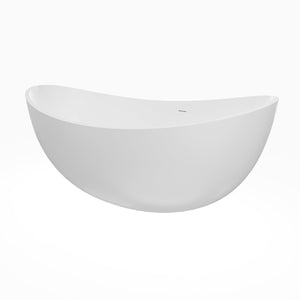 English Elm 70 Inch Stone Resin Freestanding Soaking Tub Matte White Sculptural Spa Bath W1613P436815