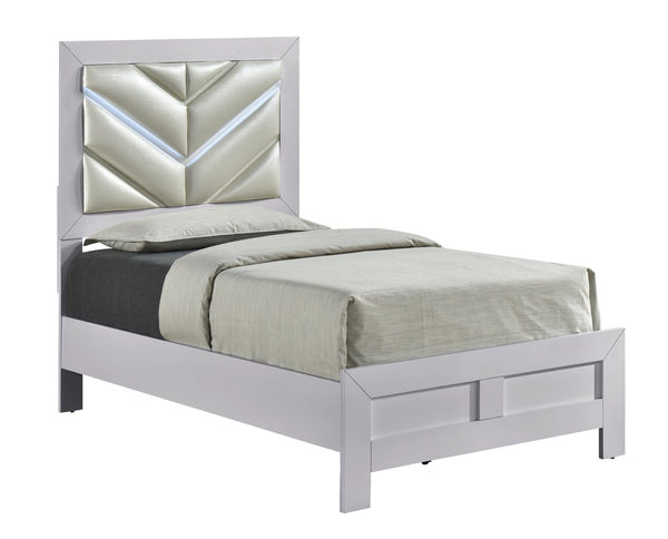 English Elm Moreland Twin Bed Faux Leather Headboard White Laminate Finish for Teen Rooms B078P497904