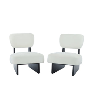 English Elm Christopher Knight Home® - [Set of 2] Modern Lounge Chair with Polyester Upholstery and Solid Wood Base — Minimalist Comfort for Home Black,White N767P241702B