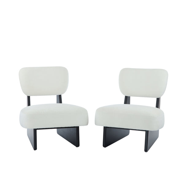 English Elm Christopher Knight Home® - [Set of 2] Modern Lounge Chair with Polyester Upholstery and Solid Wood Base — Minimalist Comfort for Home Black,White N767P241702B