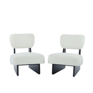 English Elm [set of 2] Beige Polyester Barrel Lounge Chairs with Black Wood Base for Living Room Black N767P373046B