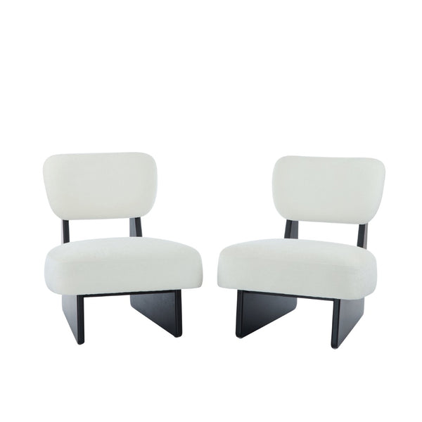 English Elm [set of 2] Beige Polyester Barrel Lounge Chairs with Black Wood Base for Living Room Black N767P373046B