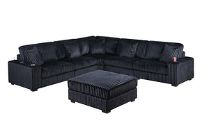 English Elm Contemporary Six Piece Modular Sectional in Jumbo Corduroy with Usb Port and Cup Holders B011S02234