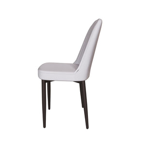 English Elm A Set of 4 Mid-century Pu Leather Dining Chairs with Cushioned Seats Metal Legs W3732P412265