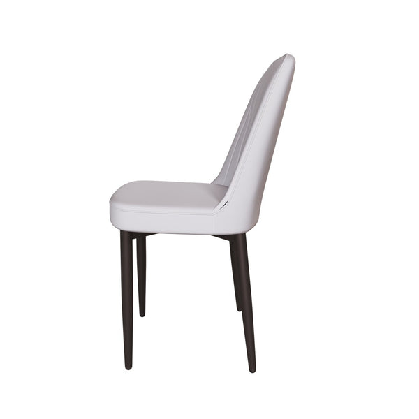 English Elm A Set of 4 Mid-century Pu Leather Dining Chairs with Cushioned Seats Metal Legs W3732P412265