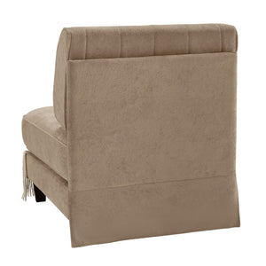 English Elm Armless Tufted Velvet Fleece Modular Sofa with Tassel Skirt for Elegant Living Rooms Camel W714P450819