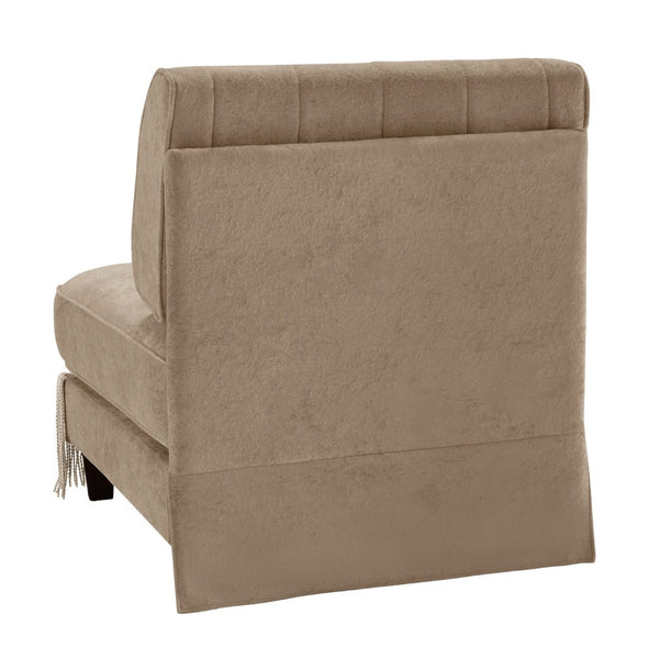 English Elm Armless Tufted Velvet Fleece Modular Sofa with Tassel Skirt for Elegant Living Rooms Camel W714P450819