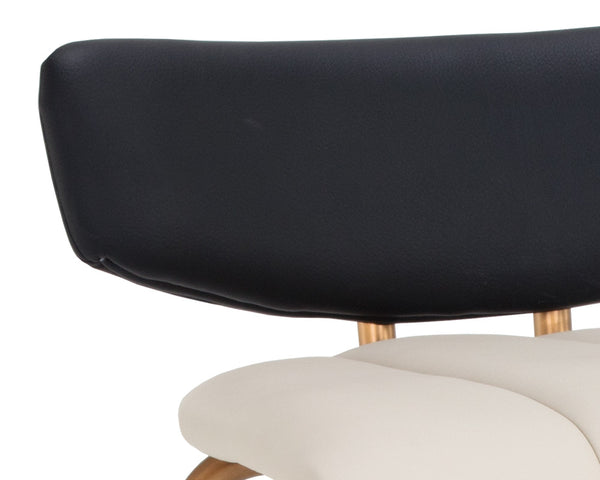 Sunpan Lorelei Counter Stool - Chic Channel Tufted Faux Leather Seat with Elegant Gold Stainless Steel Frame Dillon Cream / Dillon Black