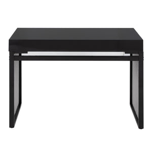 English Elm Upholstered Writing Desk with Silver Velvet Panels Black Steel Base and Dark Wood Top B202P471627