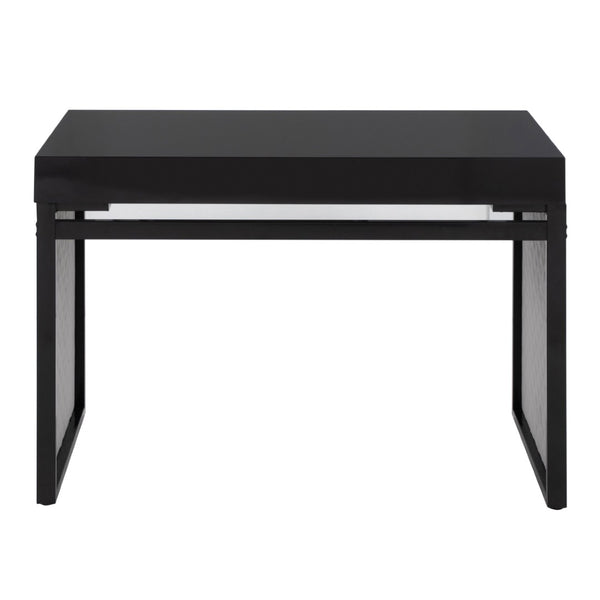 English Elm Upholstered Writing Desk with Silver Velvet Panels Black Steel Base and Dark Wood Top B202P471627