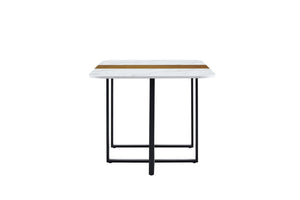 English Elm 7-piece Modern Dining Set Faux Marble Wood Tabletop with Six Leather Chairs W3875S00131