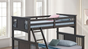 English Elm Modern Twin-Over-Full Bunk Bed with Angled Ladder, Solid Hardwood Frame and Patented Lock Joint Grey Mix 81 L x 15 W x 4 H B2741S00291