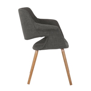 English Elm Vintage Vintage Flair Mid-Century Chair in Charcoal Fabric with Walnut Legs — Retro Chic Upholstered Accent Seat B202P223676