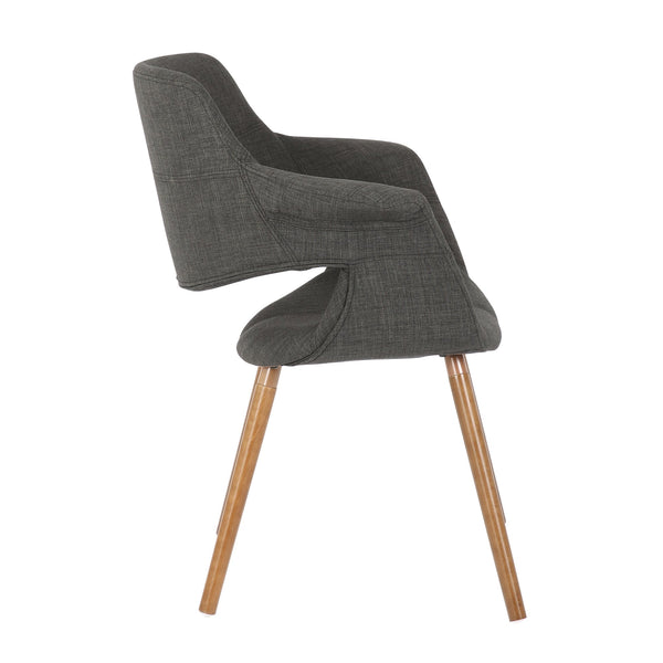 English Elm Vintage Vintage Flair Mid-Century Chair in Charcoal Fabric with Walnut Legs — Retro Chic Upholstered Accent Seat B202P223676