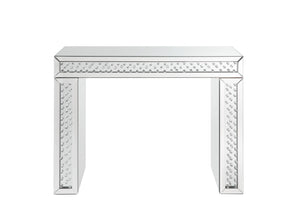 English Elm Nysa Glam Mirrored Vanity Desk with Faux Crystal Inlays and Matching Stool Included B2726P448766