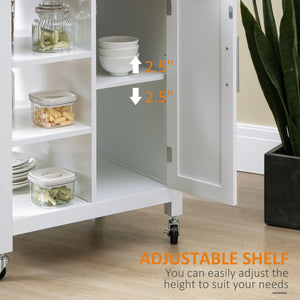 English Elm Homcom Rolling Kitchen Island Cart With Solid Wood Top, Ample Storage, Drawer & Towel Rack, White W2225P217392