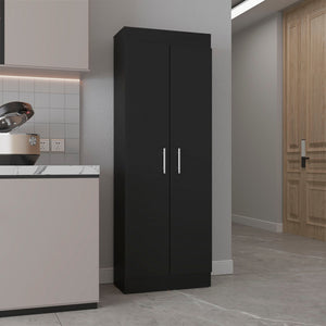 English Elm Wenge Tall 5-Shelf Pantry Cabinet with Double Doors, Slim 66.8" Organizer for Kitchen Storage B062P175201