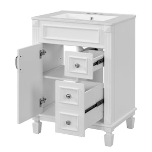 English Elm 24" Bathroom Vanity With Elegant Ceramic Sink, Stylish Storage, And Timeless French Design For Small Spaces N710P318989K