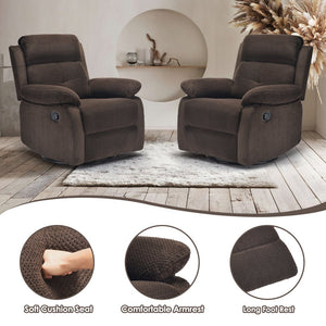 English Elm Small Rocker Swivel Recliner Chair with 360° Swivel, 30° Rocking and Adjustable 90–150° Recline Comfortability Chocolate T3623P380414