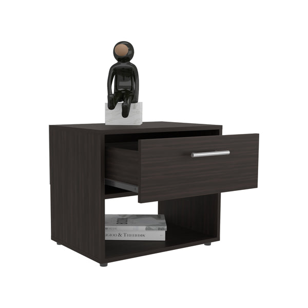 English Elm Alpine 18" High One Drawer Nightstand Dark Walnut — Compact Modern Side Table with Shelf & Drawer B070P286442