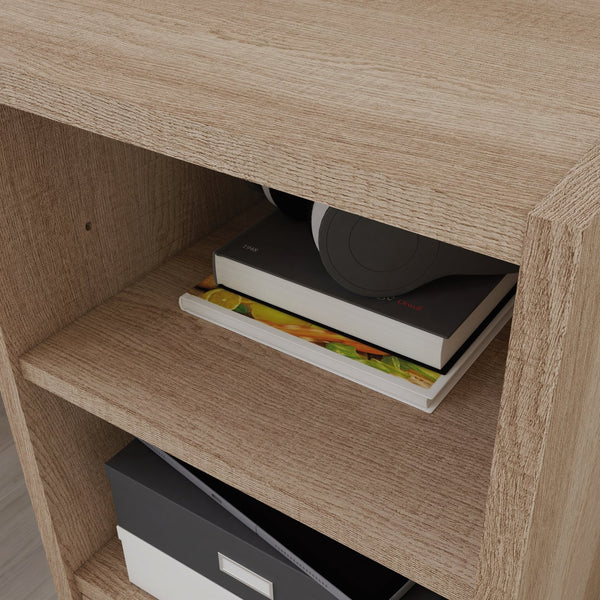 English Elm Desk, Compact Brown-Finish Desk With Adjustable Shelves For Small Spaces – Modern Home Office Solution B356P402730