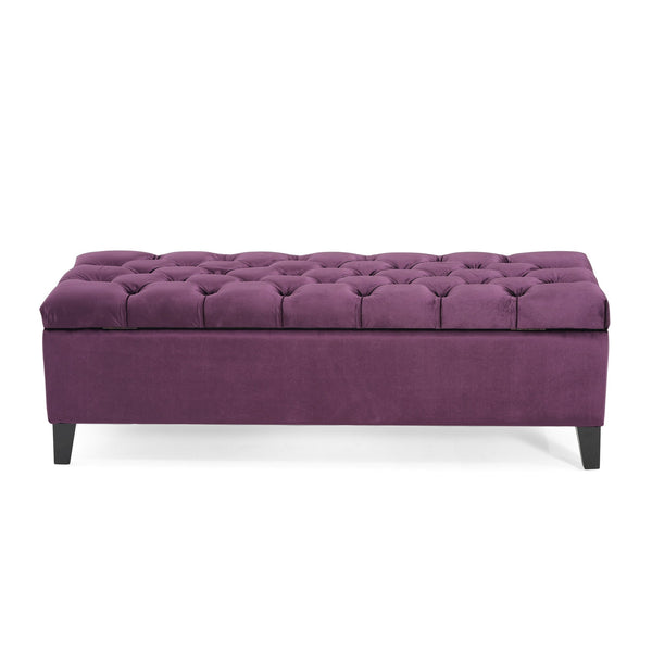 English Elm Christopher Knight Home® - GLOUSTER Storage Ottoman Bench with Button-Tufted Diamond Stitch, Spacious Hidden Storage, 51" Wide Purple N757P245683P