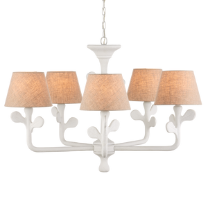Charny Chandelier - Elegant White Composite Fixture with Nature-Inspired Design & Adjustable Height