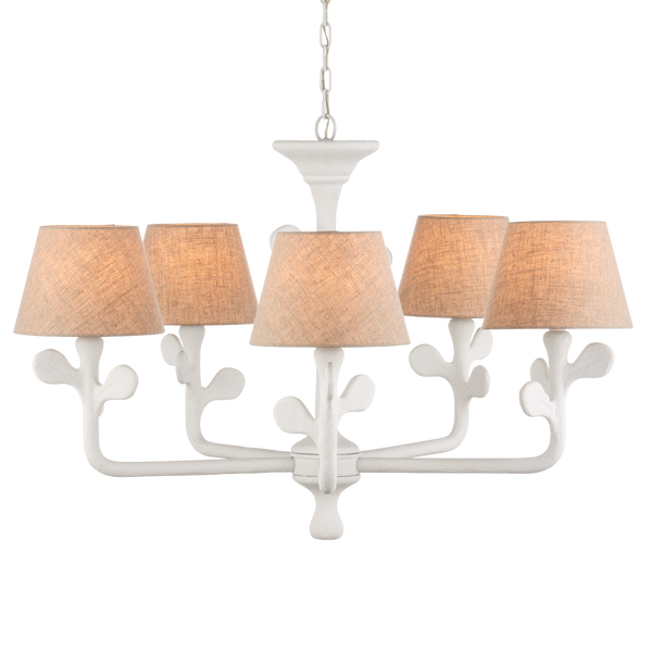 Charny Chandelier - Elegant White Composite Fixture with Nature-Inspired Design & Adjustable Height