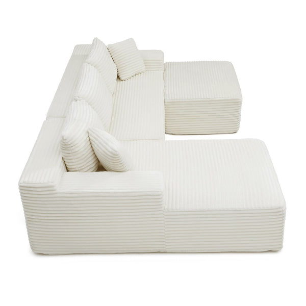 English Elm Corduroy Cloud Ottoman Plush Memory Foam Footrest for Modular Living Room Sectionals Beige W1117P445818