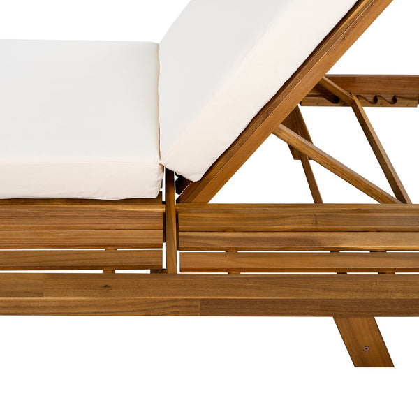 English Elm Christopher Knight Home® - Lounge Chaise Set - Durable Acacia Wood With Cream Water-Resistant Cushions & Adjustable Recline N770P253442T_65429.00CUSH