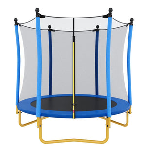 English Elm [without Basketball Hoop] 5.5 Ft Kids Trampoline with Safety Net and Foam Padded Poles Blue N739P443065C