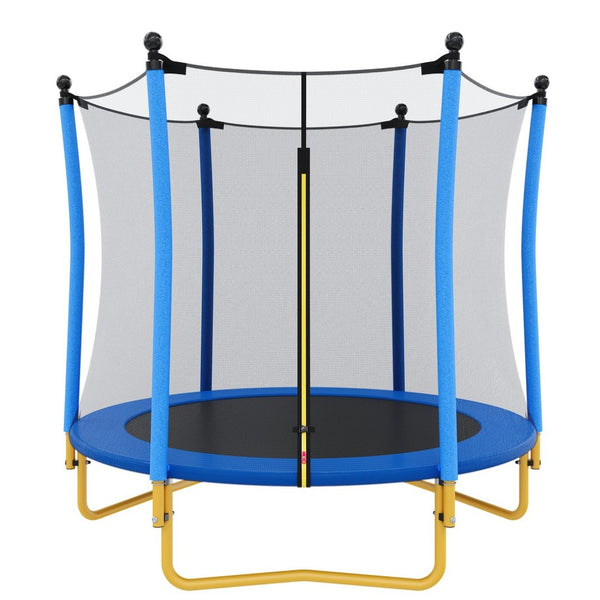 English Elm [without Basketball Hoop] 5.5 Ft Kids Trampoline with Safety Net and Foam Padded Poles Blue N739P443065C