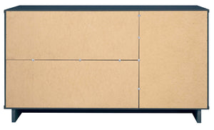 English Elm Granville 55" Sideboard with Solid Wood Ribbed Drawers, Gold Steel Handles & 3 Concealed Shelves Dark Blue B365S00117