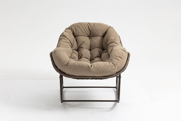 English Elm Outdoor Wicker Egg Rocking Chair Oversized Sculpted Rattan Lounge Porch Patio W640P395695