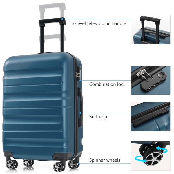 English Elm 28 Inch Hardshell Abs Checked Suitcase with Spinner Wheels and Built-in Lock for Travel N730P323462C