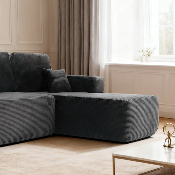 English Elm Cloud Oversized Corduroy Chaise Sectional with Deep Seat for Cozy Living Spaces W3975P391636