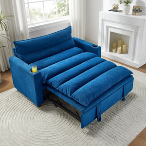 English Elm Convertible Velvet Sleeper Loveseat with Adjustable Backrest for Compact Living Spaces W1117P265778